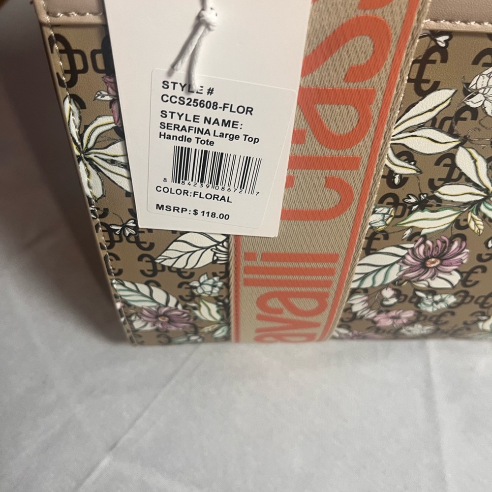 Cavalli Class Beige Floral Tote - Picture 5 of 7